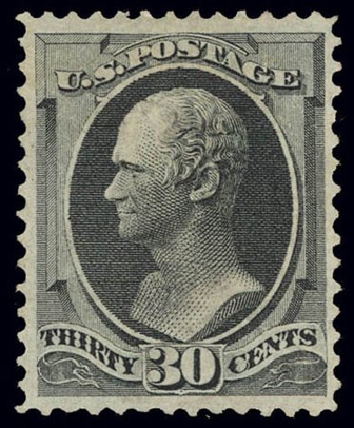 US Stamp Value Scott 154 - 30c 1870 Hamilton Without Grill. Daniel Kelleher Auctions, Feb 2013, Sale 634, Lot 125
