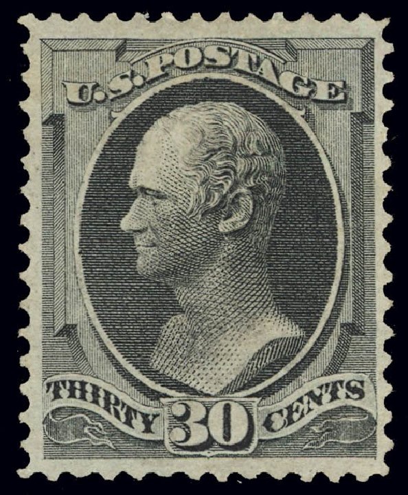 Values of US Stamp Scott Catalogue 154 - 30c 1870 Hamilton Without Grill. Daniel Kelleher Auctions, May 2014, Sale 652, Lot 292