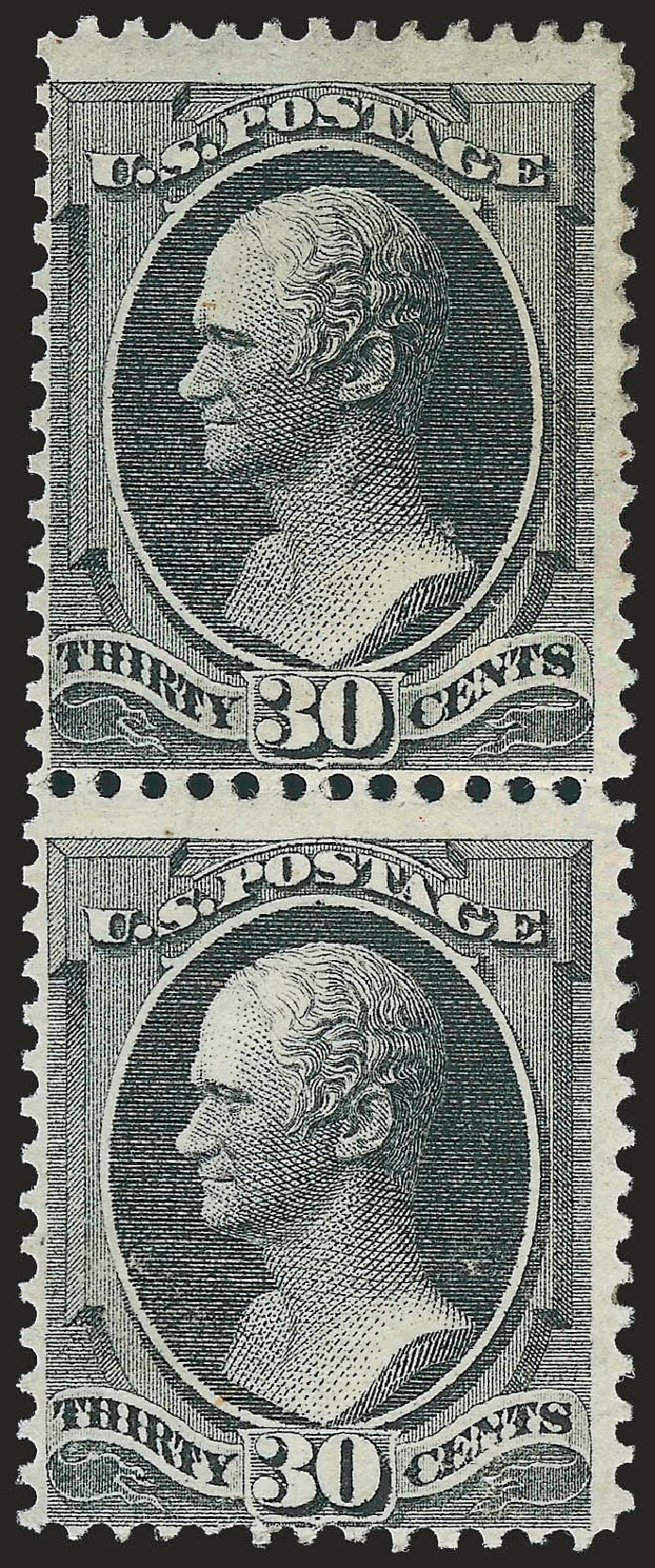 Price of US Stamp Scott Catalog 154: 1870 30c Hamilton Without Grill. Robert Siegel Auction Galleries, Jun 2009, Sale 975, Lot 1402