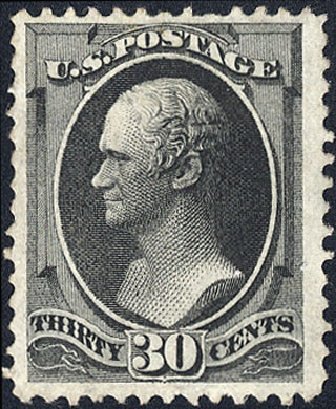 Value of US Stamps Scott # 154 - 1870 30c Hamilton Without Grill. Cherrystone Auctions, May 2008, Sale 200805, Lot 173