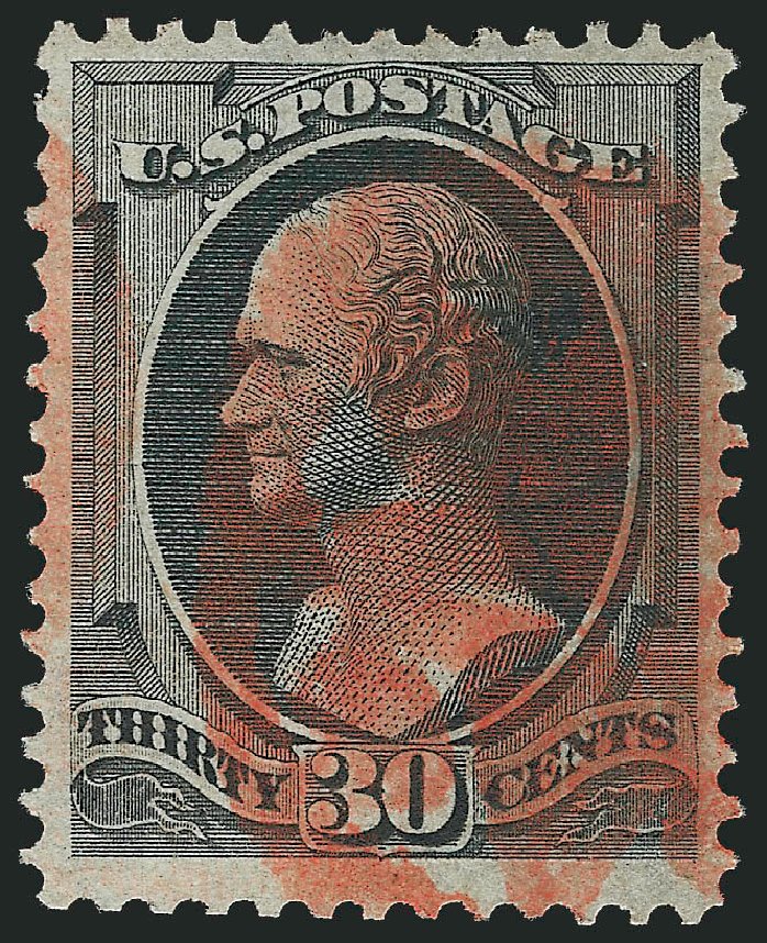 US Stamps Values Scott Catalogue # 154 - 1870 30c Hamilton Without Grill. Robert Siegel Auction Galleries, Sep 2009, Sale 976, Lot 1573