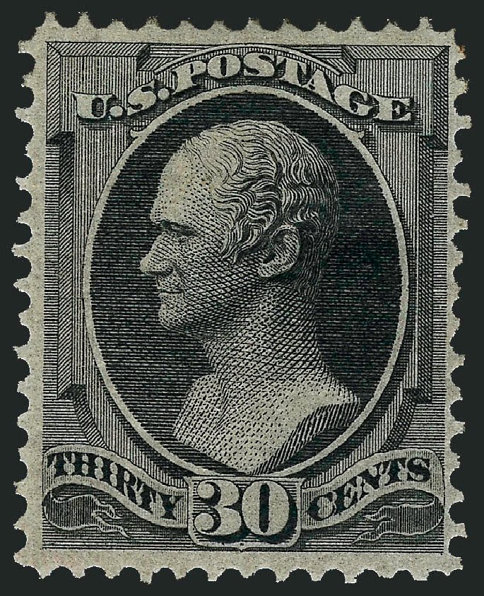 US Stamp Value Scott Catalogue # 154: 1870 30c Hamilton Without Grill. Robert Siegel Auction Galleries, Feb 2010, Sale 983, Lot 103