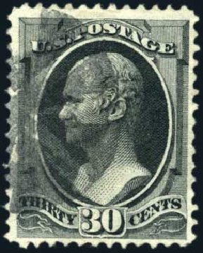Values of US Stamp Scott Cat. 154: 1870 30c Hamilton Without Grill. Harmer-Schau Auction Galleries, Mar 2011, Sale 89, Lot 186