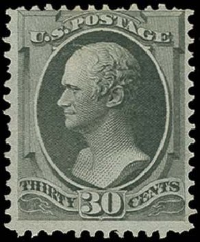 US Stamp Price Scott Catalog # 154 - 1870 30c Hamilton Without Grill. H.R. Harmer, Oct 2014, Sale 3006, Lot 1216