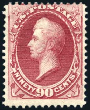 US Stamps Value Scott Cat. #155 - 90c 1870 Perry Without Grill. Harmer-Schau Auction Galleries, Aug 2011, Sale 90, Lot 1317