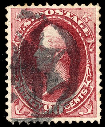US Stamps Values Scott Cat. #155: 1870 90c Perry Without Grill. Cherrystone Auctions, Nov 2009, Sale 200911, Lot 3068