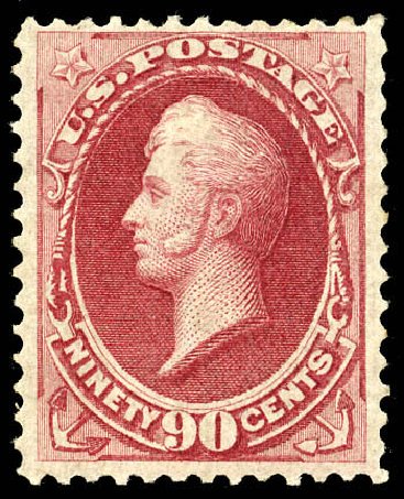 Value of US Stamp Scott Catalogue #155 - 1870 90c Perry Without Grill. Matthew Bennett International, Jun 2008, Sale 328, Lot 679