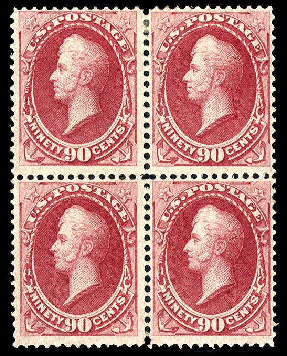 Value of US Stamp Scott Catalogue #155: 1870 90c Perry Without Grill. Cherrystone Auctions, Jan 2010, Sale 201001, Lot 109