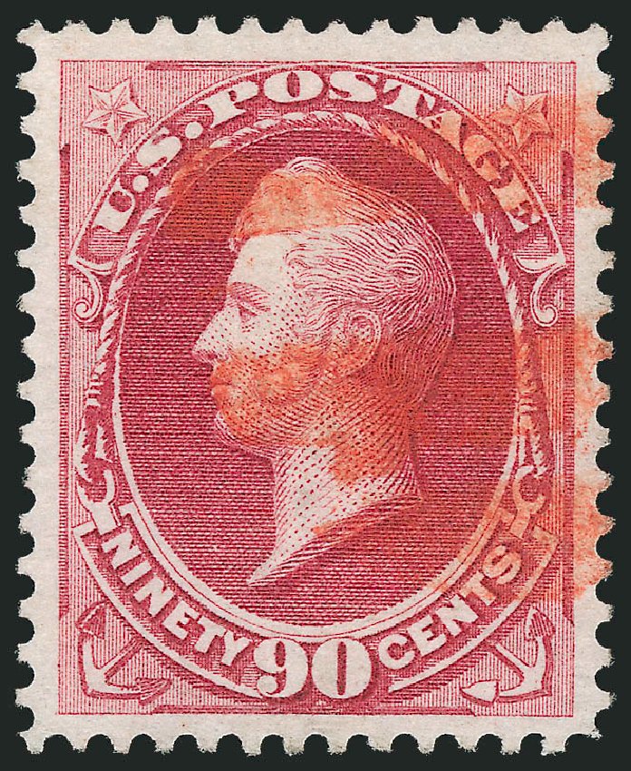 US Stamps Value Scott Catalog 155: 90c 1870 Perry Without Grill. Robert Siegel Auction Galleries, Oct 2012, Sale 1032, Lot 3251
