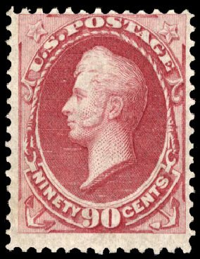 Costs of US Stamps Scott # 155: 90c 1870 Perry Without Grill. Cherrystone Auctions, Mar 2010, Sale 201003, Lot 125
