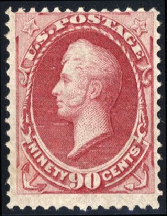 Value of US Stamps Scott Catalogue # 155: 90c 1870 Perry Without Grill. Cherrystone Auctions, Mar 2008, Sale 200803, Lot 192