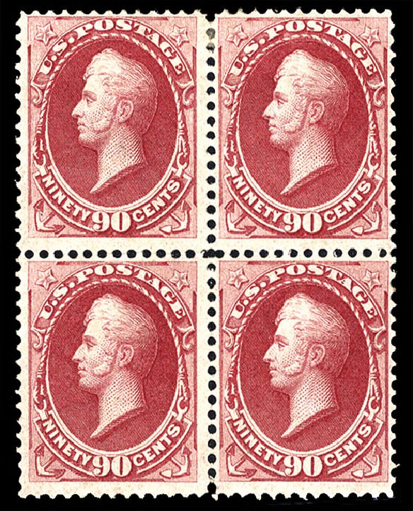 US Stamp Value Scott Catalogue 155 - 1870 90c Perry Without Grill. Cherrystone Auctions, Apr 2012, Sale 201204, Lot 92
