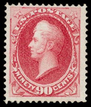 Prices of US Stamp Scott Catalogue #155: 1870 90c Perry Without Grill. Daniel Kelleher Auctions, May 2014, Sale 652, Lot 293