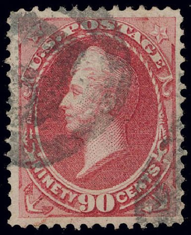 US Stamps Prices Scott Cat. 155 - 90c 1870 Perry Without Grill. Daniel Kelleher Auctions, Feb 2013, Sale 634, Lot 126