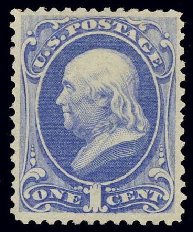Cost of US Stamps Scott # 156 - 1873 1c Franklin Continental. Daniel Kelleher Auctions, Feb 2013, Sale 634, Lot 127