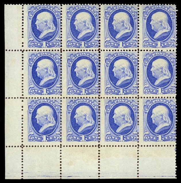 Prices of US Stamps Scott Cat. #156 - 1873 1c Franklin Continental. Daniel Kelleher Auctions, Dec 2013, Sale 640, Lot 158