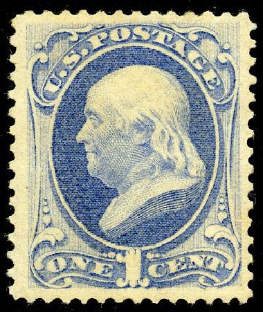 Cost of US Stamps Scott Catalogue # 156 - 1c 1873 Franklin Continental. Matthew Bennett International, May 2008, Sale 327, Lot 160