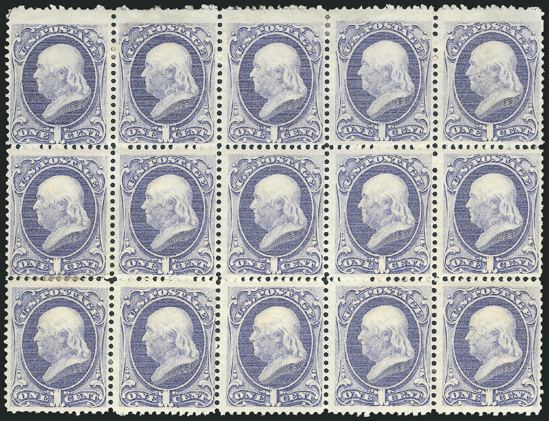 US Stamps Values Scott Catalogue 156 - 1c 1873 Franklin Continental. Robert Siegel Auction Galleries, Mar 2012, Sale 1021, Lot 370