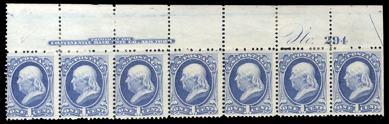 Price of US Stamp Scott Cat. # 156 - 1873 1c Franklin Continental. Cherrystone Auctions, Feb 2011, Sale 201102, Lot 61