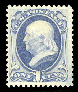 US Stamp Price Scott Cat. 156: 1c 1873 Franklin Continental. Cherrystone Auctions, Jul 2013, Sale 201307, Lot 44