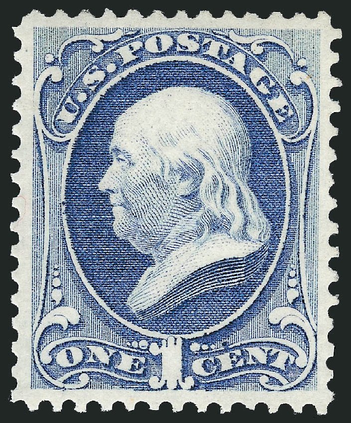 Value of US Stamp Scott Catalogue 156: 1873 1c Franklin Continental. Robert Siegel Auction Galleries, Feb 2010, Sale 983, Lot 105
