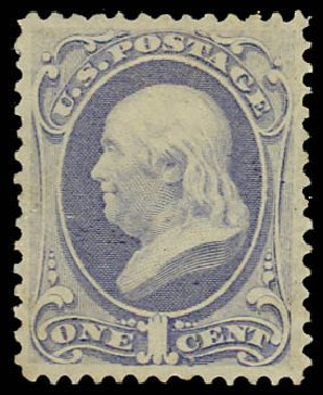 Value of US Stamp Scott Cat. # 156 - 1873 1c Franklin Continental. Daniel Kelleher Auctions, Jun 2012, Sale 630, Lot 1383