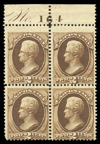 Prices of US Stamp Scott Cat. #157 - 2c 1873 Jackson Continental. Matthew Bennett International, Sep 2010, Sale 333, Lot 3559