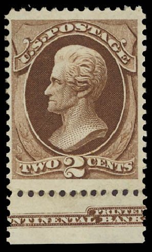 US Stamp Price Scott # 157: 1873 2c Jackson Continental. Daniel Kelleher Auctions, Jun 2012, Sale 630, Lot 1385