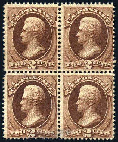 US Stamps Value Scott Cat. 157 - 2c 1873 Jackson Continental. Harmer-Schau Auction Galleries, Jun 2008, Sale 78, Lot 1382