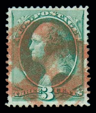 Value of US Stamp Scott Catalogue #158 - 1873 3c Washington Continental. Matthew Bennett International, Dec 2007, Sale 323, Lot 390