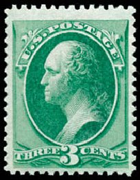 Cost of US Stamps Scott Catalog # 158 - 1873 3c Washington Continental. Schuyler J. Rumsey Philatelic Auctions, Apr 2015, Sale 60, Lot 2162