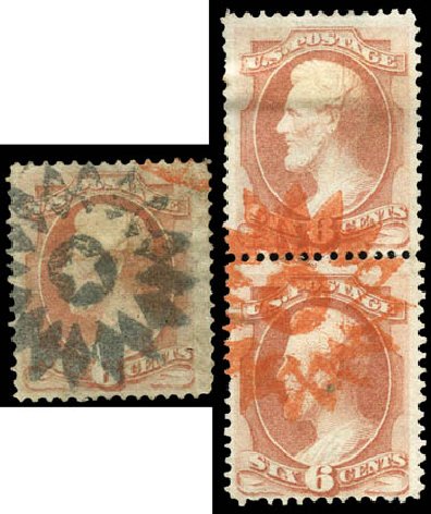 Values of US Stamp Scott Cat. 159 - 6c 1873 Lincoln Continental. Matthew Bennett International, Mar 2011, Sale 335, Lot 117