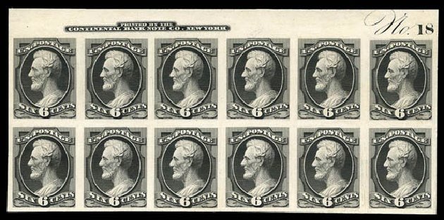Cost of US Stamp Scott Catalog #159 - 1873 6c Lincoln Continental. Matthew Bennett International, Mar 2011, Sale 335, Lot 44