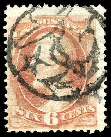 US Stamps Prices Scott 159 - 1873 6c Lincoln Continental. Matthew Bennett International, Mar 2012, Sale 344, Lot 4375
