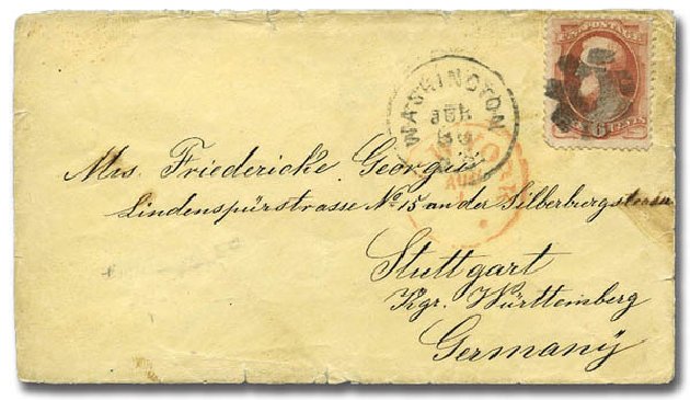 US Stamps Values Scott Catalogue # 159: 1873 6c Lincoln Continental. Matthew Bennett International, Mar 2011, Sale 335, Lot 102