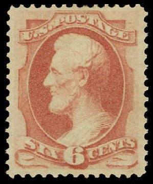Price of US Stamps Scott Catalogue 159: 1873 6c Lincoln Continental. Daniel Kelleher Auctions, Jun 2012, Sale 630, Lot 1392
