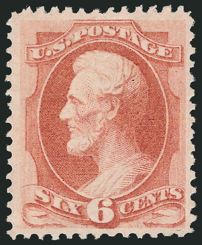 US Stamp Price Scott Catalog #159: 1873 6c Lincoln Continental. Robert Siegel Auction Galleries, Nov 2013, Sale 1061, Lot 3602