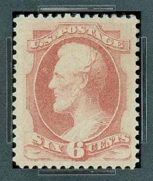Cost of US Stamp Scott Cat. 159: 6c 1873 Lincoln Continental. Matthew Bennett International, Oct 2007, Sale 322, Lot 2053
