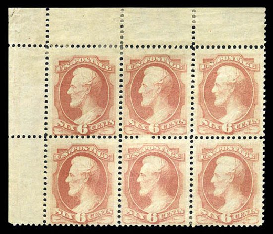 Cost of US Stamps Scott Catalog 159: 6c 1873 Lincoln Continental. Matthew Bennett International, Sep 2010, Sale 333, Lot 3566