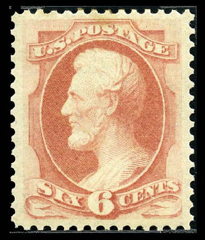 US Stamp Price Scott # 159: 1873 6c Lincoln Continental. Matthew Bennett International, Feb 2012, Sale 340, Lot 276