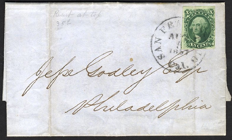 US Stamp Values Scott 16: 10c 1855 Washington. Cherrystone Auctions, Jan 2009, Sale 200901, Lot 38