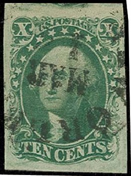 US Stamps Value Scott Catalog 16 - 1855 10c Washington. H.R. Harmer, Oct 2014, Sale 3006, Lot 1038