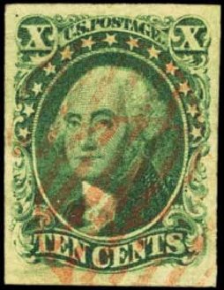 US Stamp Values Scott Catalog 16 - 1855 10c Washington. Harmer-Schau Auction Galleries, Feb 2012, Sale 92, Lot 809