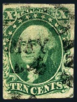 US Stamps Price Scott #16: 10c 1855 Washington. Harmer-Schau Auction Galleries, Aug 2014, Sale 102, Lot 1660