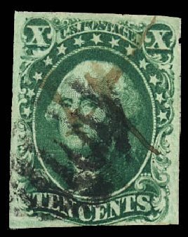 Values of US Stamp Scott Cat. #16 - 10c 1855 Washington. Daniel Kelleher Auctions, Dec 2012, Sale 633, Lot 370