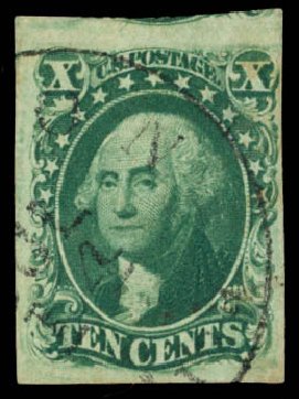US Stamps Values Scott Cat. # 16: 10c 1855 Washington. Daniel Kelleher Auctions, Dec 2014, Sale 661, Lot 40