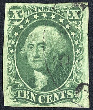 Prices of US Stamp Scott Cat. # 16: 1855 10c Washington. Cherrystone Auctions, May 2008, Sale 200805, Lot 54