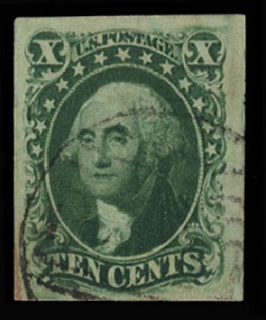 US Stamp Values Scott #16 - 10c 1855 Washington. Cherrystone Auctions, Mar 2010, Sale 201003, Lot 35