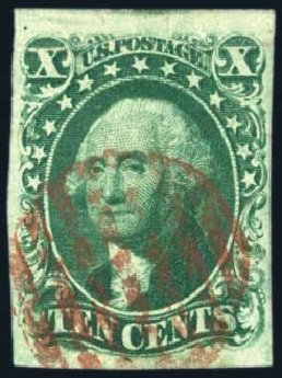 US Stamps Prices Scott Catalog # 16: 10c 1855 Washington. Harmer-Schau Auction Galleries, Jun 2008, Sale 78, Lot 1255