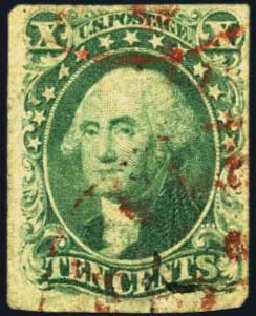 US Stamp Values Scott Cat. 16: 10c 1855 Washington. Harmer-Schau Auction Galleries, Aug 2012, Sale 94, Lot 1012
